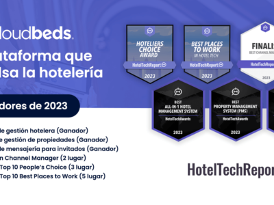 Cloudbeds recibe seis premios de HotelTechAwards 2023 y fortalece su posición como líder en la industria