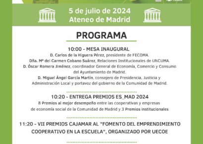 El día 5 de julio, FECOMA celebra el Día Internacional de las Cooperativas y entrega los Premios ES_MAD 2024