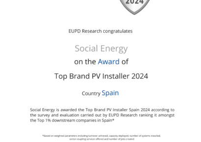 Social Energy® reconocida como la Mejor Compañía Instaladora del Año 2024