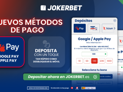 JOKERBET incorpora nuevos métodos de depósito instantáneos con Google Pay y Apple Pay