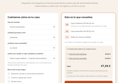 Be Yours lanza una calculadora gratuita que estima cuántas cajas de cartón necesita cada mudanza