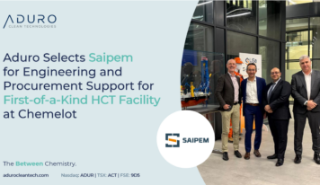 Aduro elige a Saipem para que le preste apoyo en ingeniería y aprovisionamiento para la primera instalación de HCT de este tipo en Chemelot