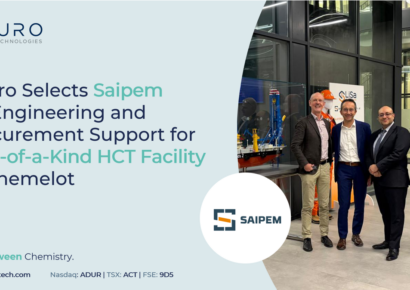 Aduro elige a Saipem para que le preste apoyo en ingeniería y aprovisionamiento para la primera instalación de HCT de este tipo en Chemelot