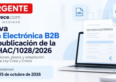 LeyCreaYCrece.com organiza una Masterclass sobre la nueva factura electrónica B2B obligatoria